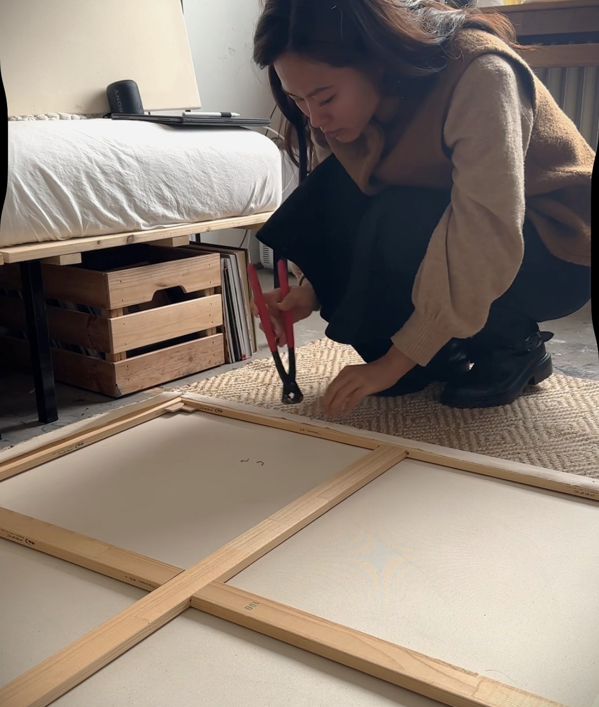 Man In Front Of A Lighting Art Installation